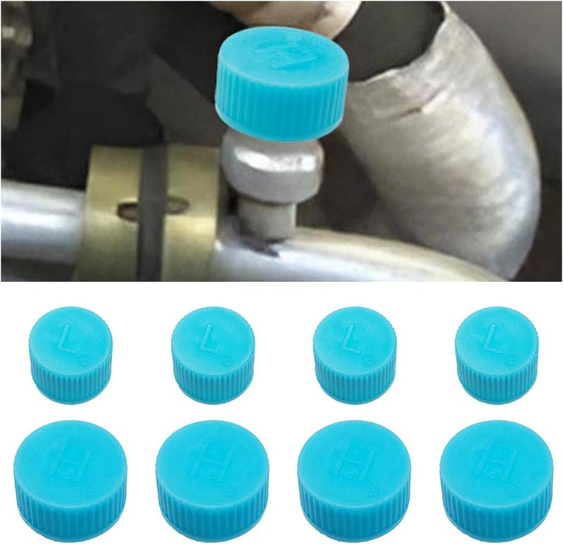 LHDOS 8PCS Car Air Conditioner Valve Caps, Leakproof Low and High Pressure Port Caps, R134a Air Conditioning Repair System Replacement Accessories, Universal AC Seal Kit for Most Cars (8PCS) - Image 1